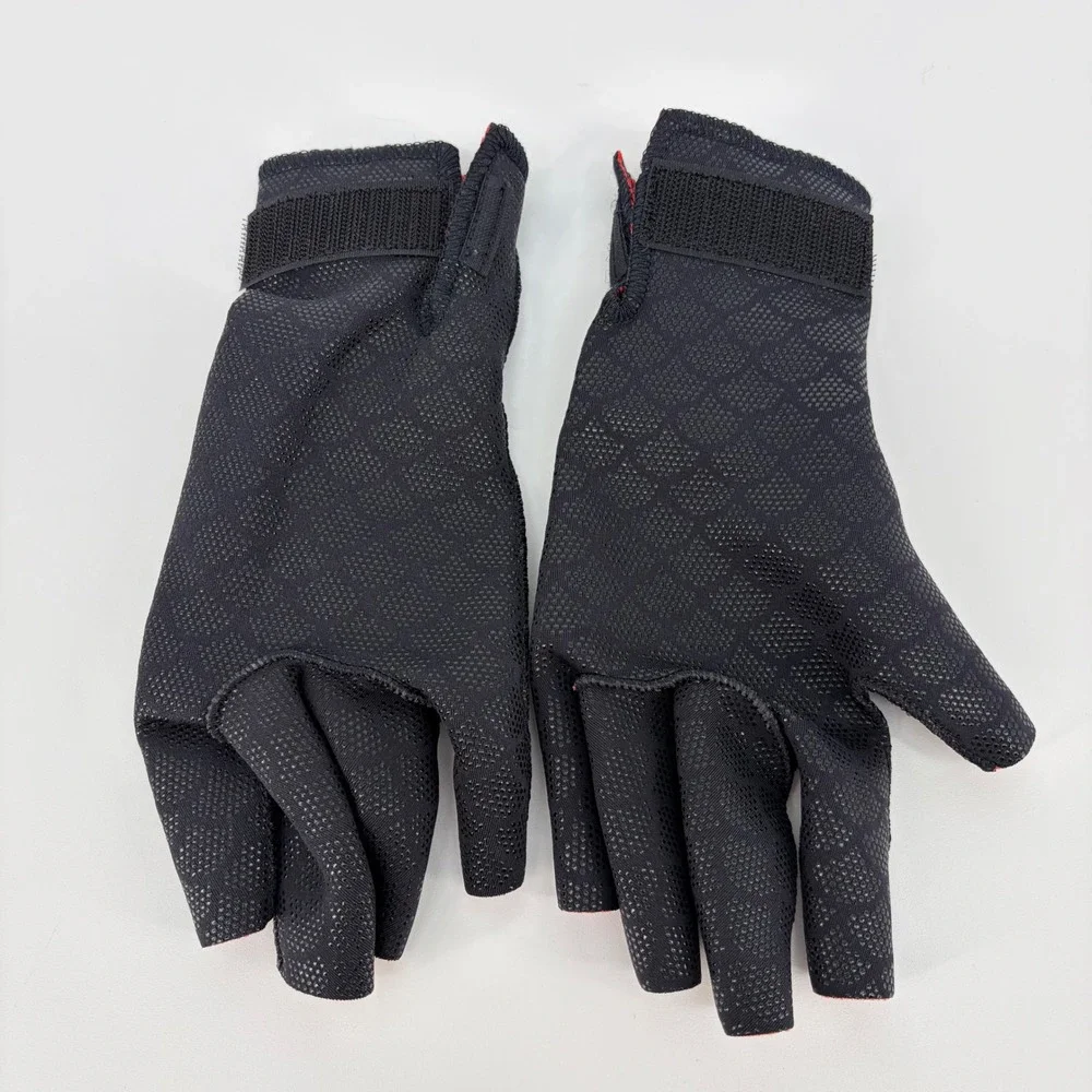 Thermoskin Arthritic Gloves Women M Black Red Fingerless Compression Therapeutic